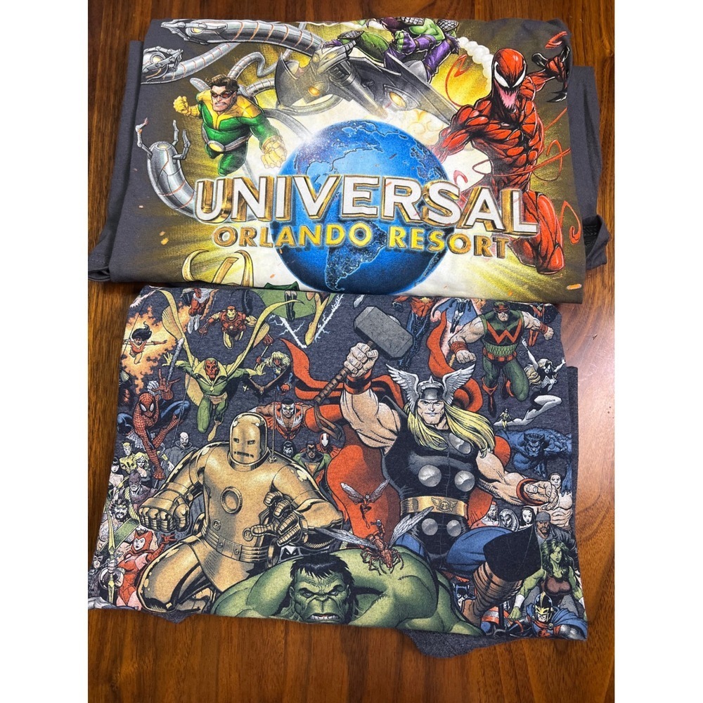 Two‎ Marvel Universal Orlando Resorts Size 3X Gray Super Hero Villain TShirts